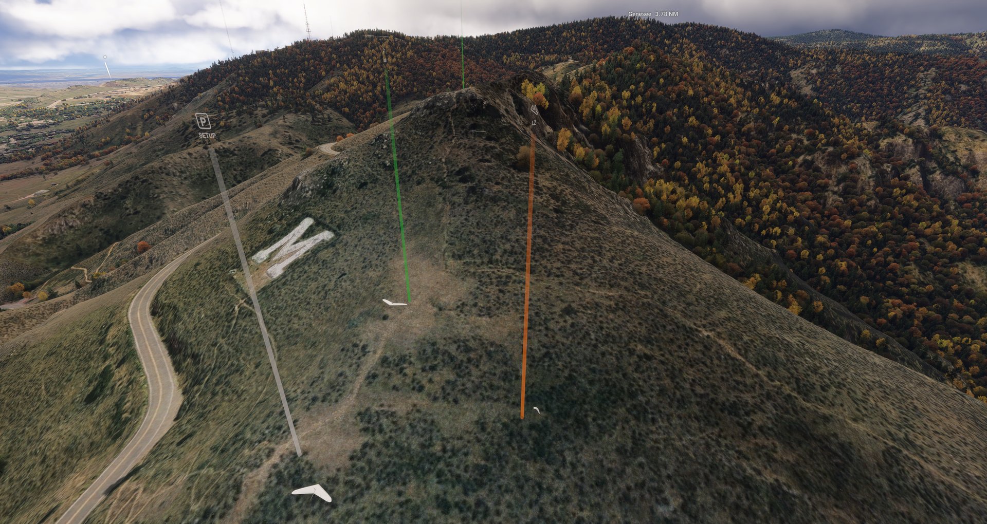 Beacons over the setup area, launch and landing zone of a flying site